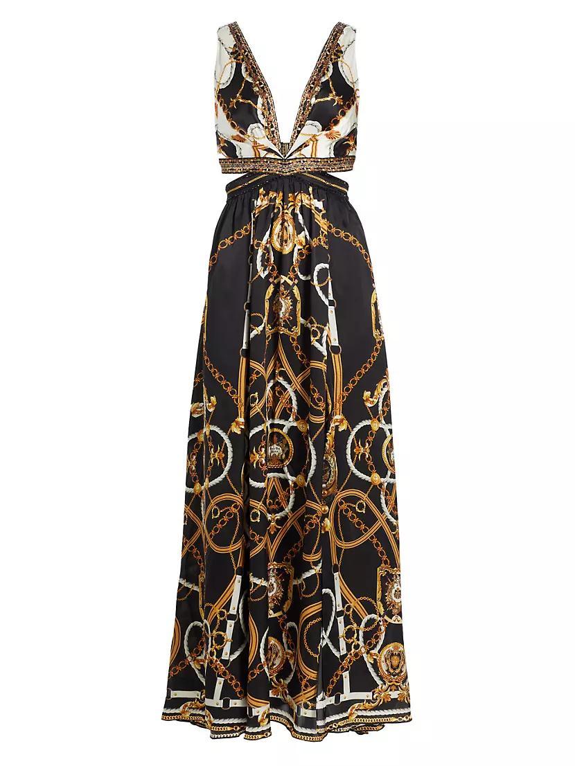 Status Print Silk Cut-Out Maxi Dress product image