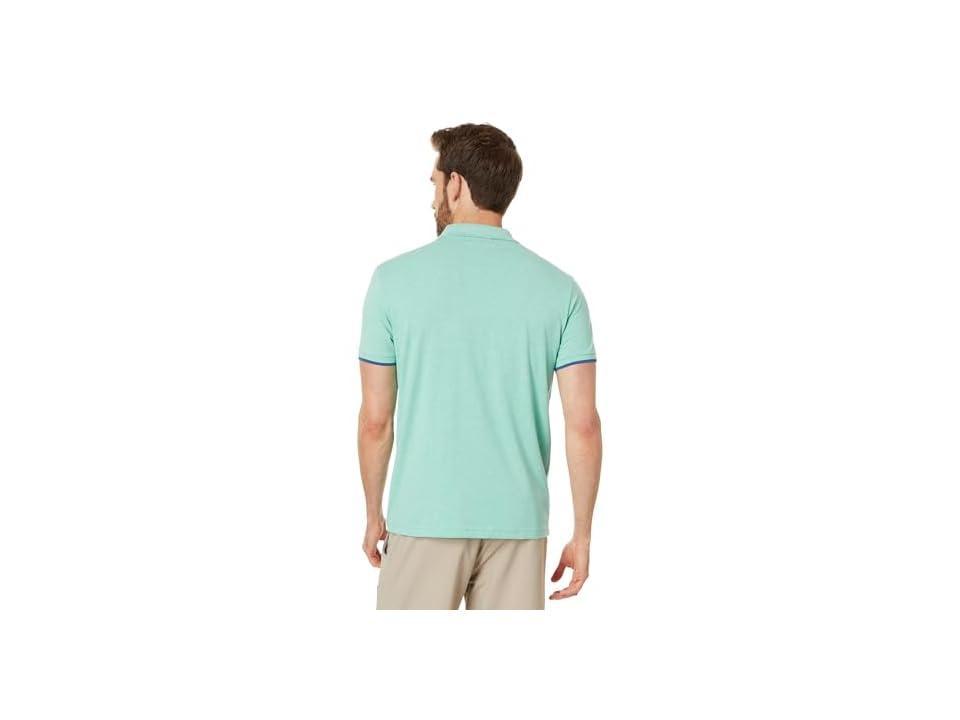 U.S. POLO ASSN. Short Sleeve Slim Fit Colorblock Sash Striped Front Knit Polo Shirt (Jade Heather) Men's Short Sleeve Knit Product Image