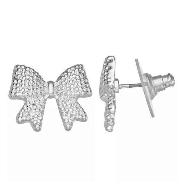 Napier Silver Tone Bow Stud Earrings, Womens Product Image