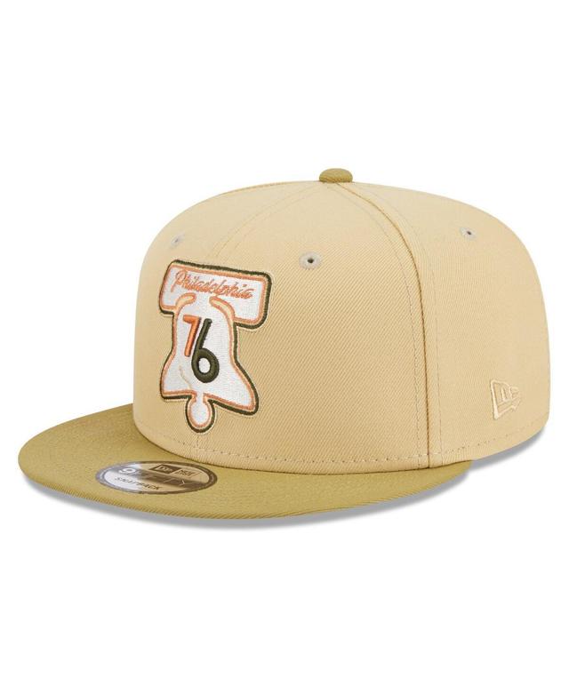 Mens New Era Khaki/Tan Philadelphia 76ers Green Collection Repreve 9FIFTY Snapback Hat Product Image