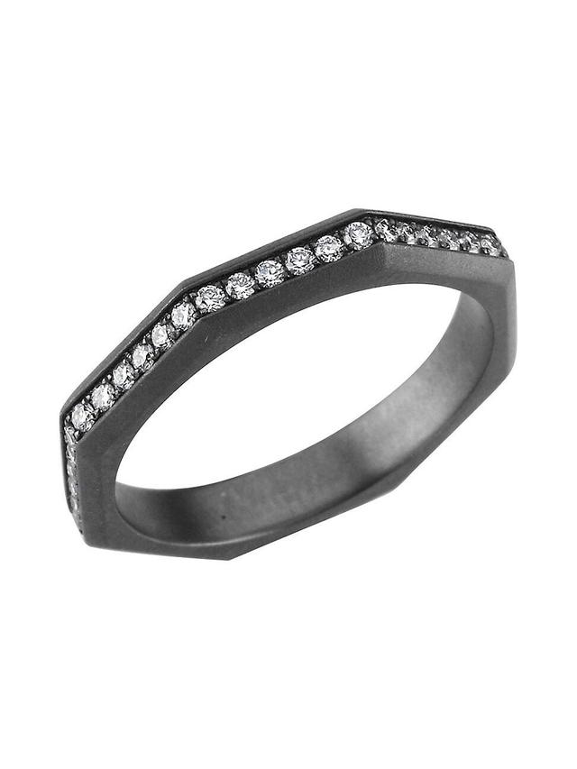 Womens Luminescence Black Rhodium-Plate & Diamond Brushed Celestial Ring Product Image