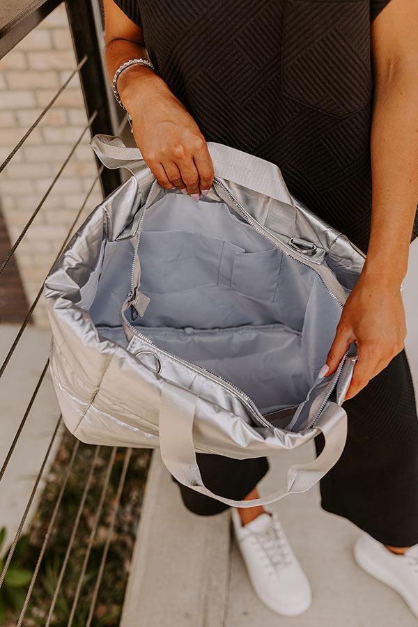 Weekend Getaway Puffer Tote in Silver Product Image