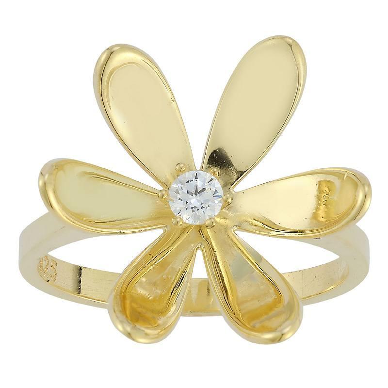 Sunkissed Sterling Cubic Zirconia Flower Statement Ring, Womens Gold Product Image