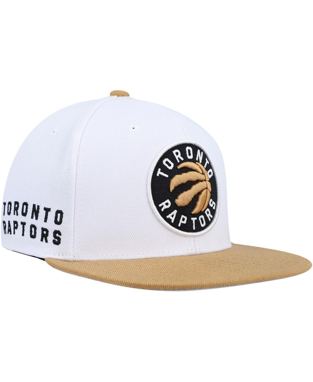 Mens Mitchell & Ness White/Gold Toronto Raptors Side Core 2.0 Snapback Hat Product Image