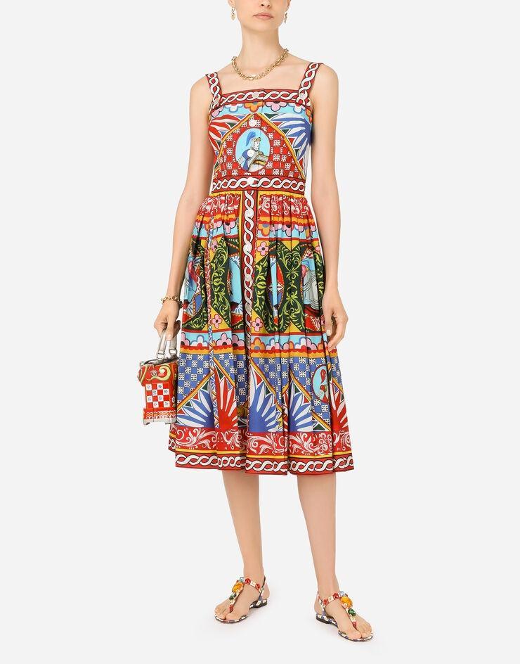 DOLCE & GABBANA Carretto Mixed Print Poplin Midi Dress In Neutral Product Image