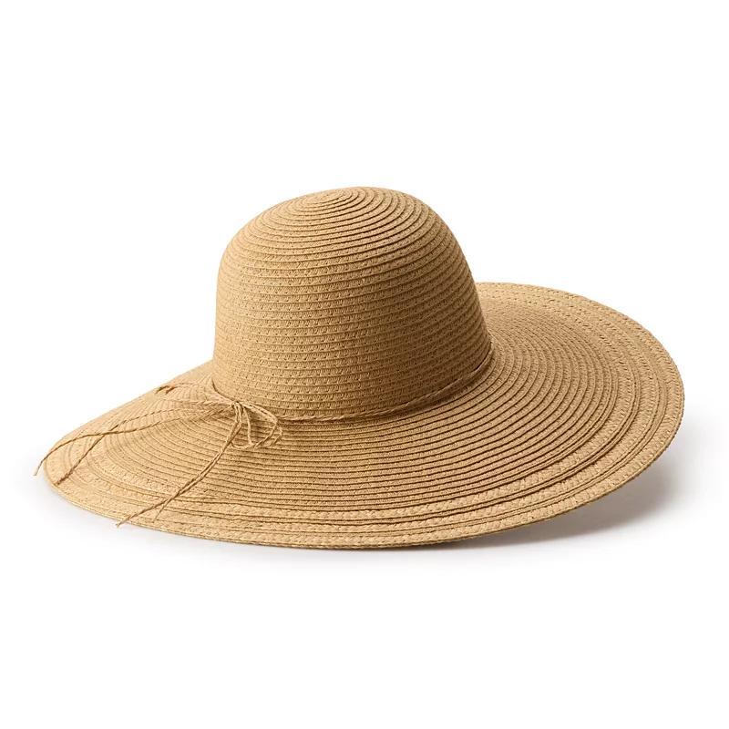 Womens Sonoma Goods For Life Striped Contrast Brim Straw Floppy Sun Hat Product Image