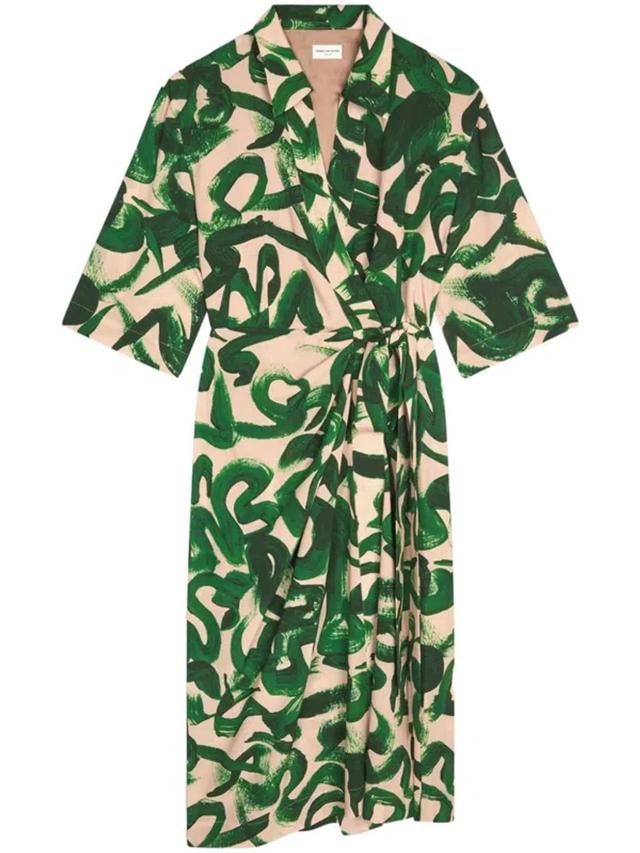 Floral-print Midi Dress In Green Product Image