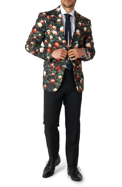 Mens OppoSuits Metallic Christmas Tree Modern-Fit Suit & Tie Set Shine Green Product Image