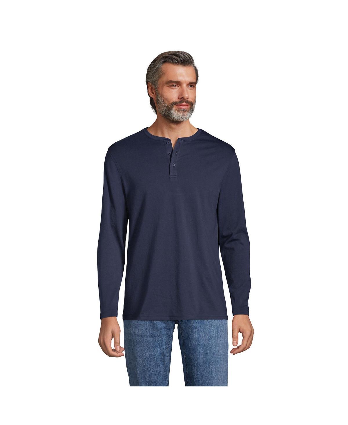 Lands End Mens Supima Jersey Long Sleeve Henley T-Shirt Product Image