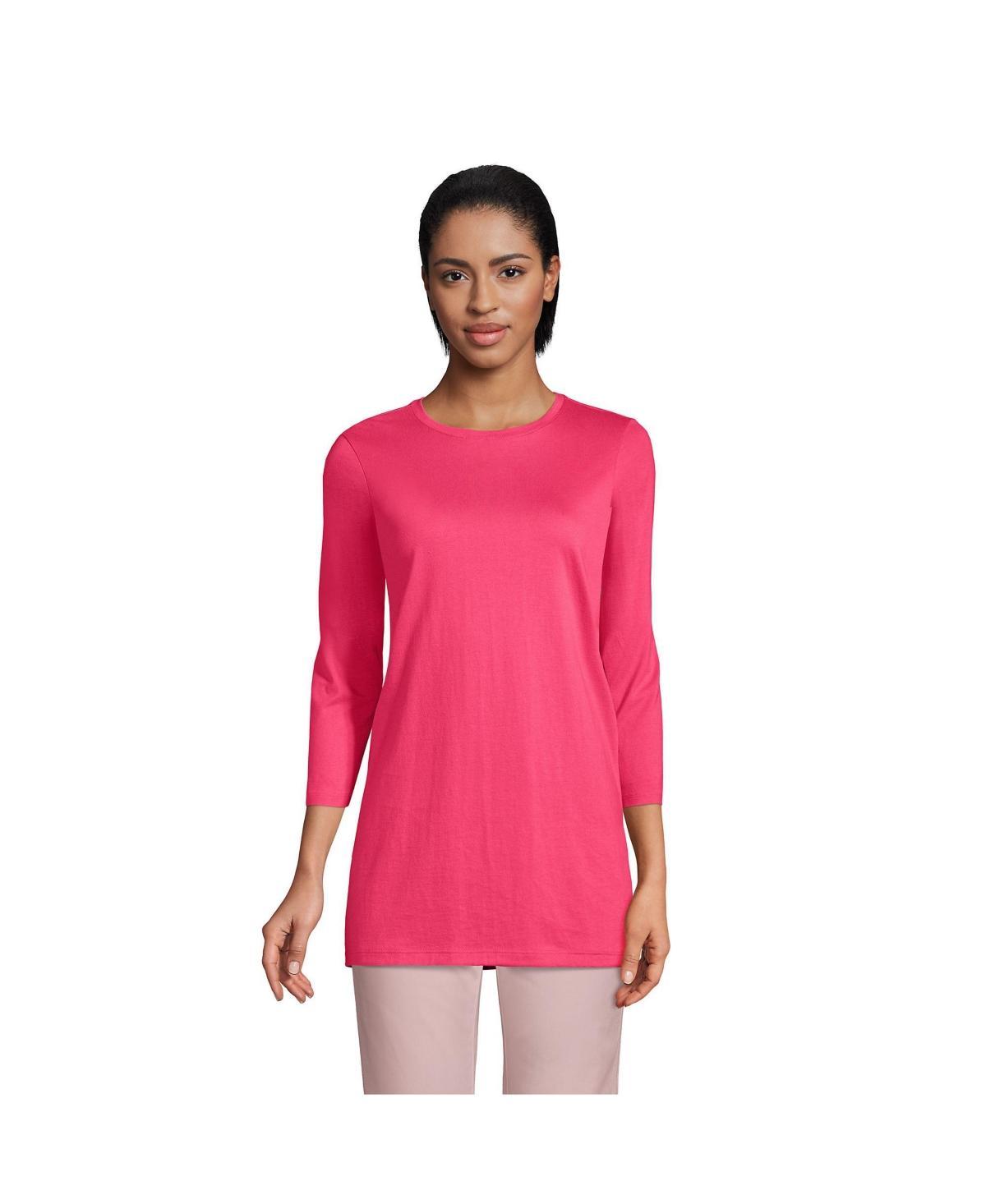 Lands End Womens Petite 3/4 Sleeve Supima Cotton Crewneck Tunic Product Image