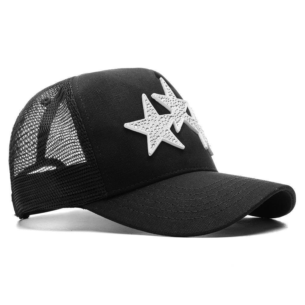 Crystal 3 Star Trucker Hat - Black/White Male Product Image