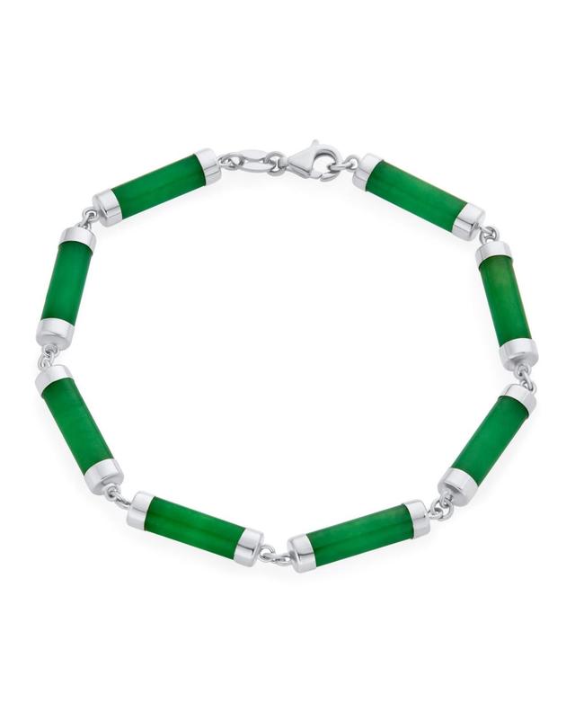 Bling Jewelry Asian Style Light Green Natural Jade Strand Tube Bar Link Ankle Anklet Bracelet For Women Sterling Silver 9 Inch - Green may Product Image