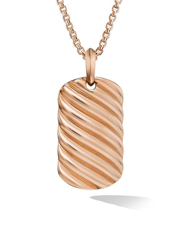 Mens Sculpted Cable Tag in 18K Rose Gold, 35MM Product Image