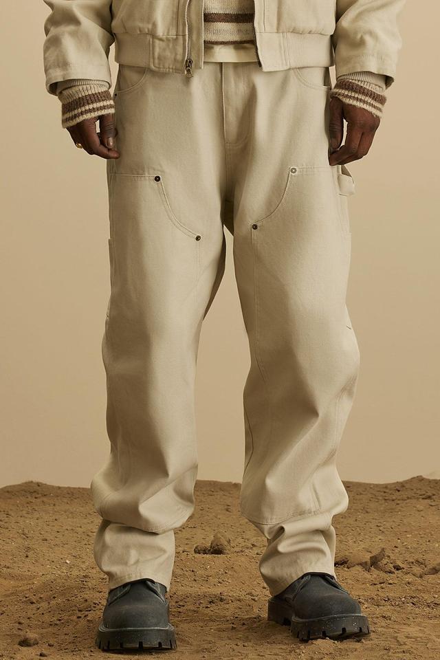 Alexander Double Knee Utility Canvas Pants - Off White Product Image