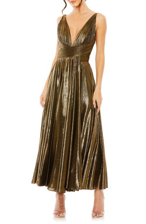 Mac Duggal Pleated Metallic Cocktail Dress Product Image