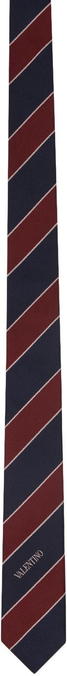 VALENTINO GARAVANI Red & Navy Jacquard Signa Tie In Blue Product Image