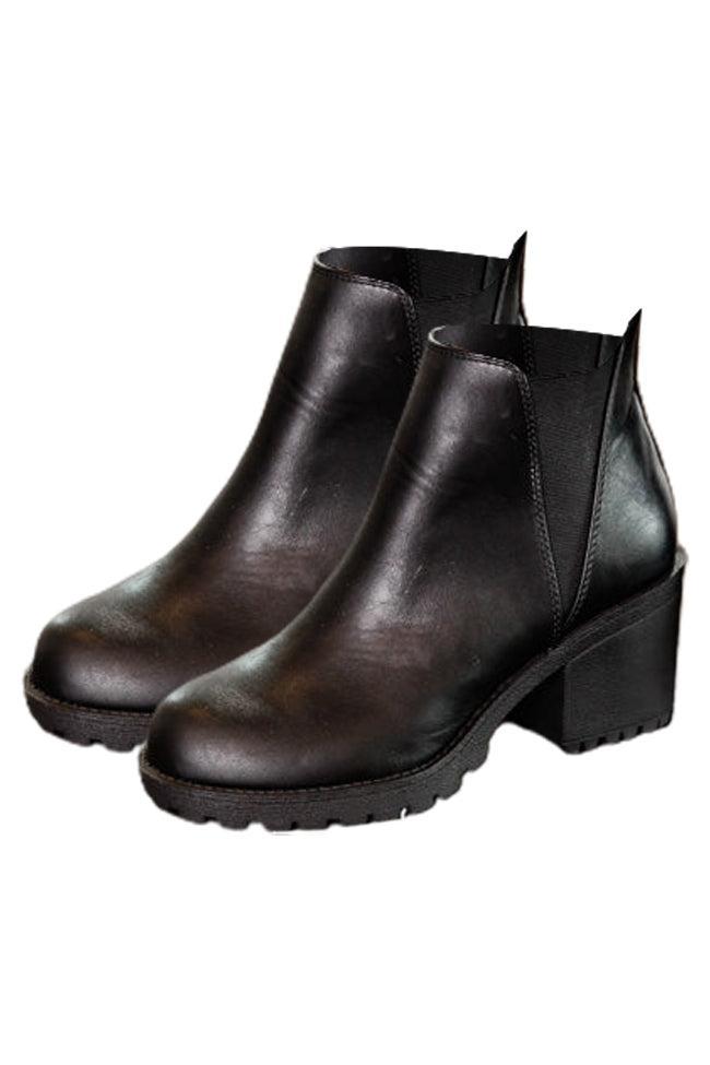 Deena Black Leather Platform Booties FINAL SALE Product Image