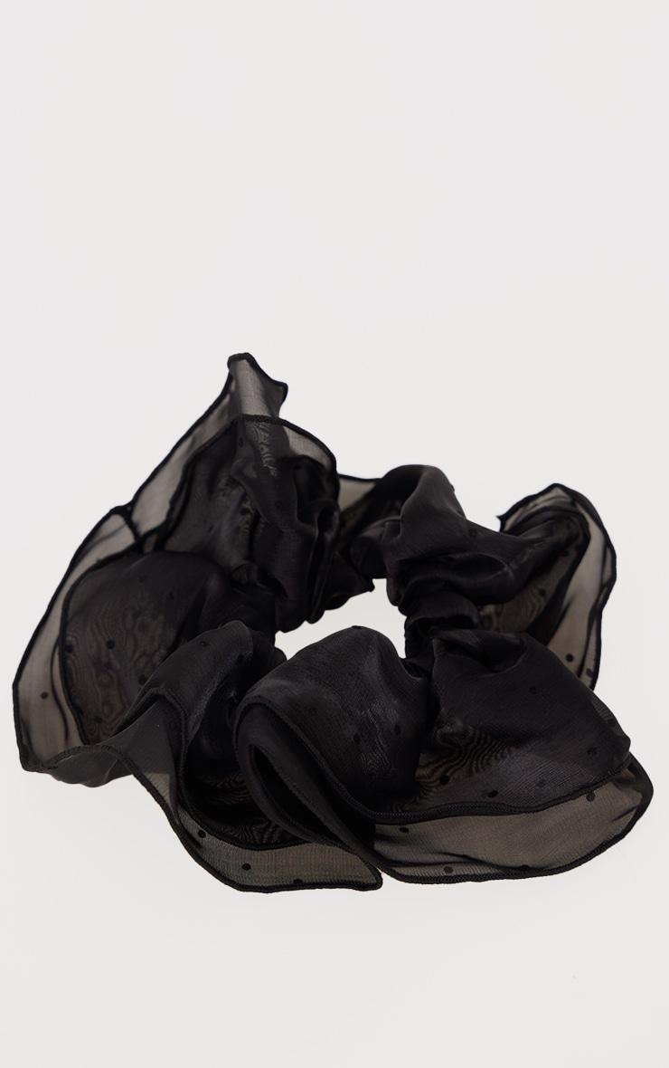 Black Organza Polka Dot Oversized Scrunchie Product Image