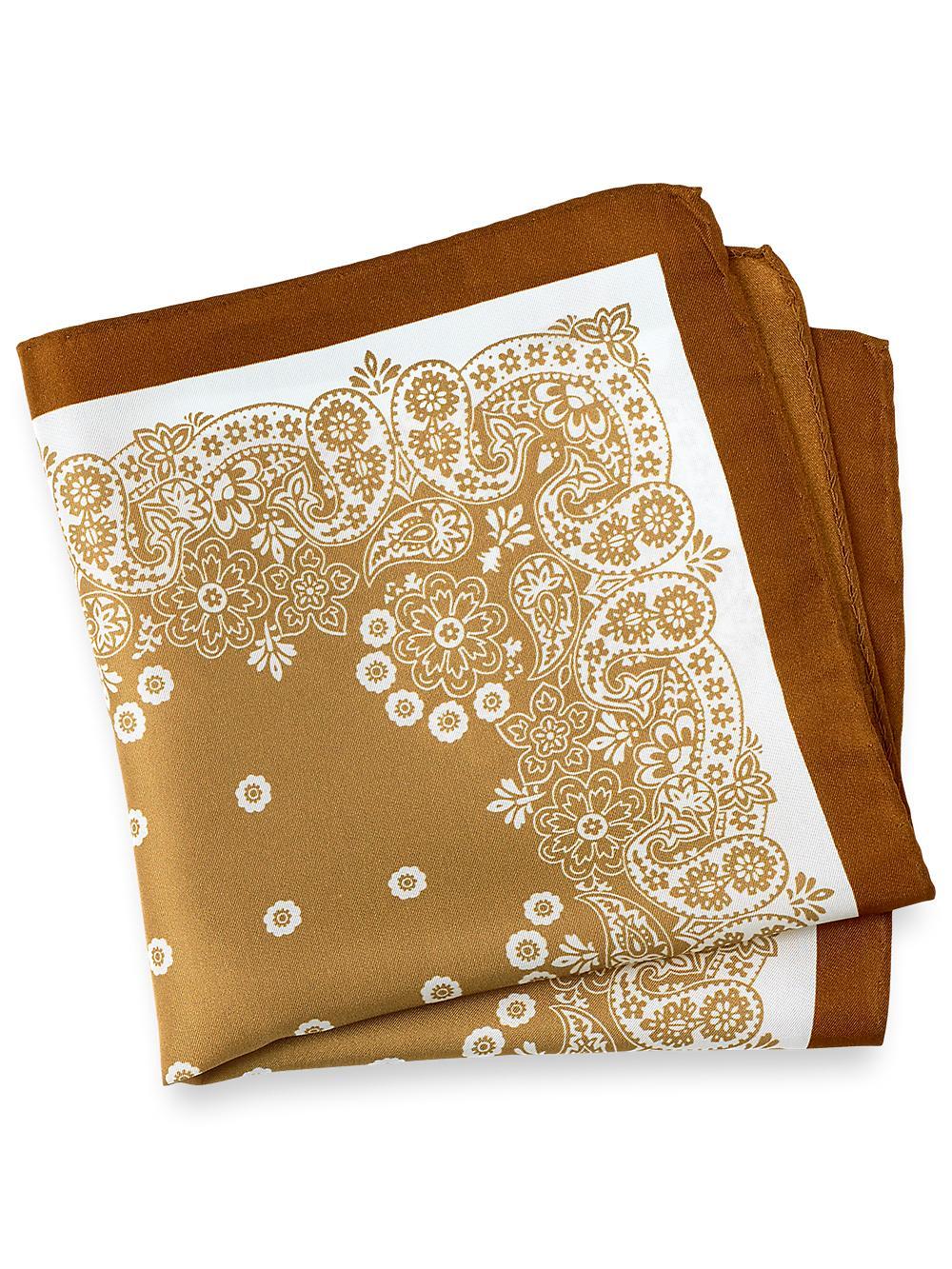 Floral Silk Pocket Square - Brown Product Image