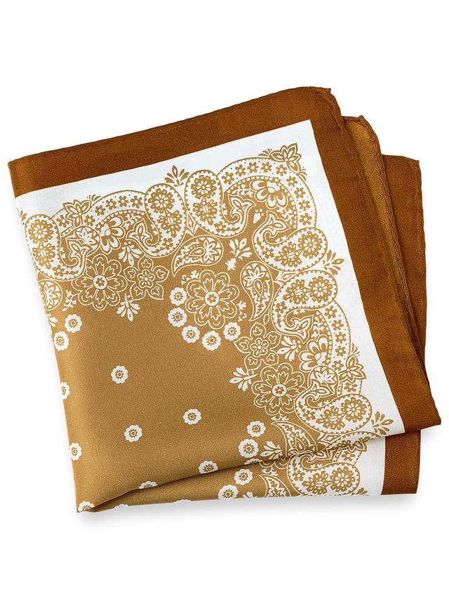 Floral Silk Pocket Square - Brown Product Image