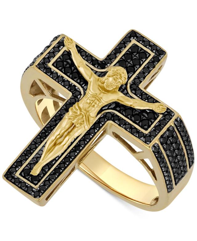 Mens Black Diamond Pave Crucifix Ring (3/4 ct. t.w.) in 10k Gold Product Image