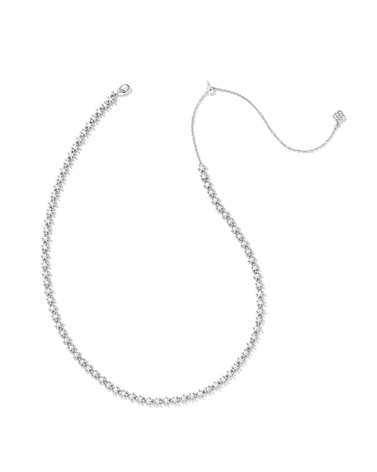 Nydia Gold Strand Necklace in White Crystal Product Image