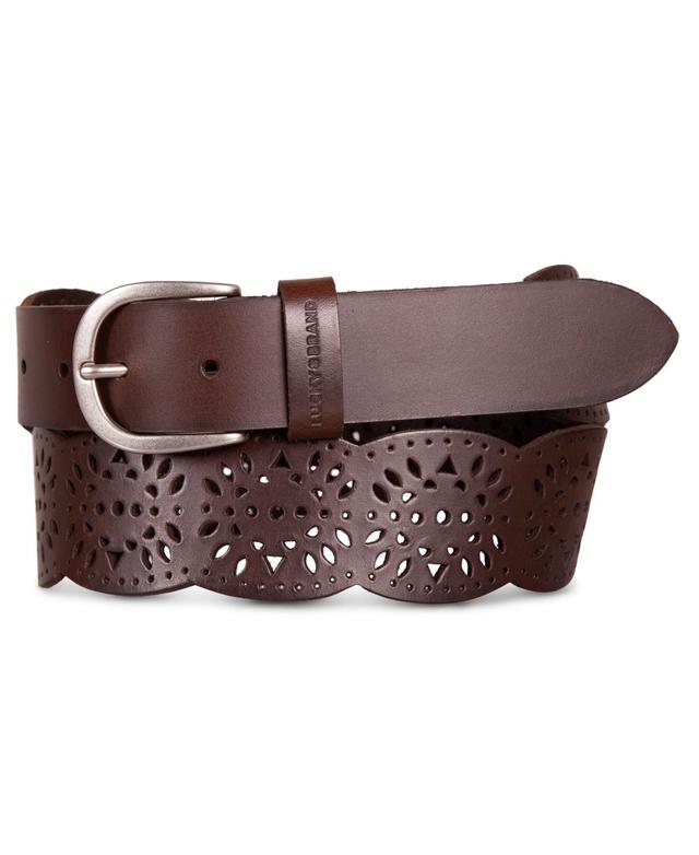 Lucky Brand Womens Perforated Scalloped Edge Leather Belt Product Image