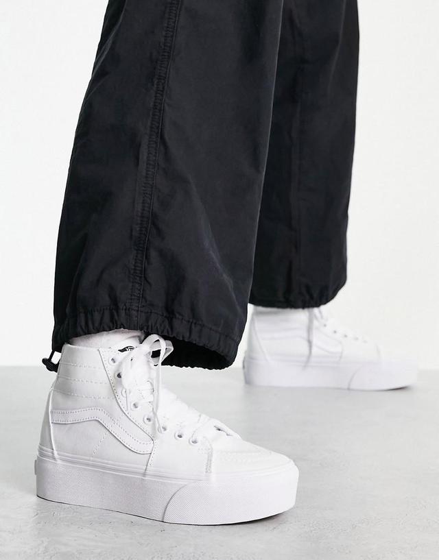 Vans Sk8-Hi Tapered Stackform platform sneakers in white Product Image