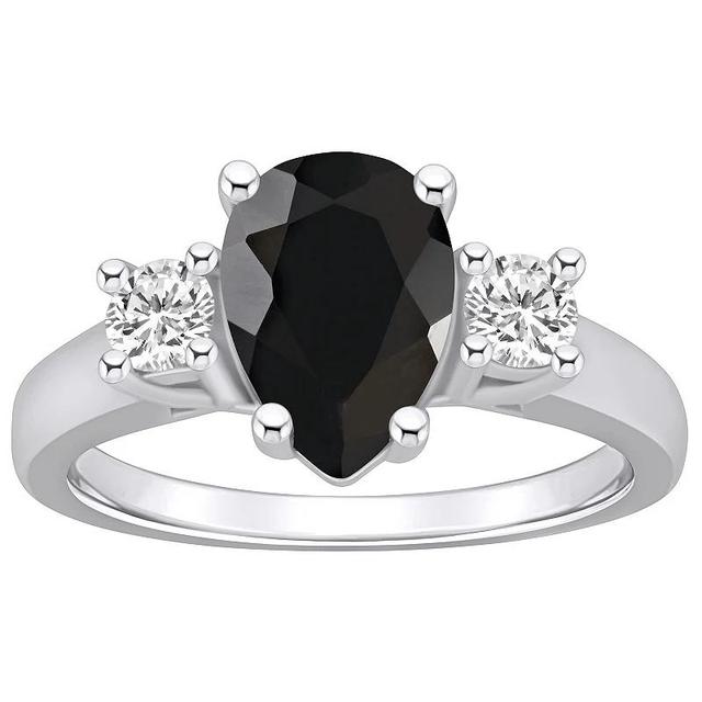 Alyson Layne 14k White Gold Pear Cut Onyx & 1/3 Carat T.W. Diamond Ring, Womens Black Product Image