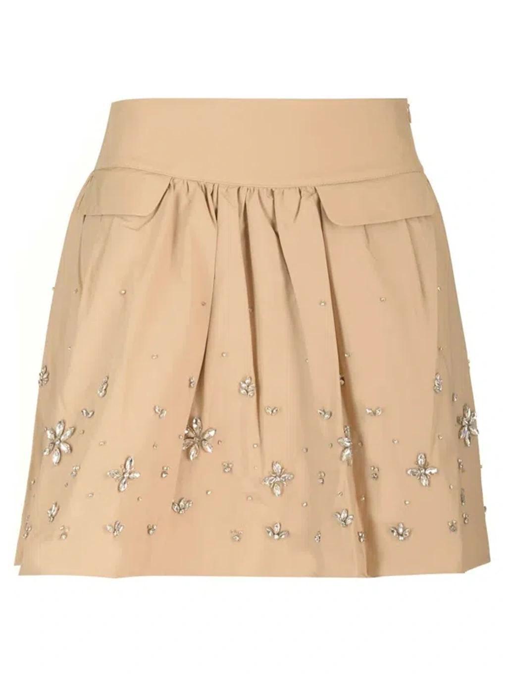 Embellished Mini Skirt In Beis Product Image