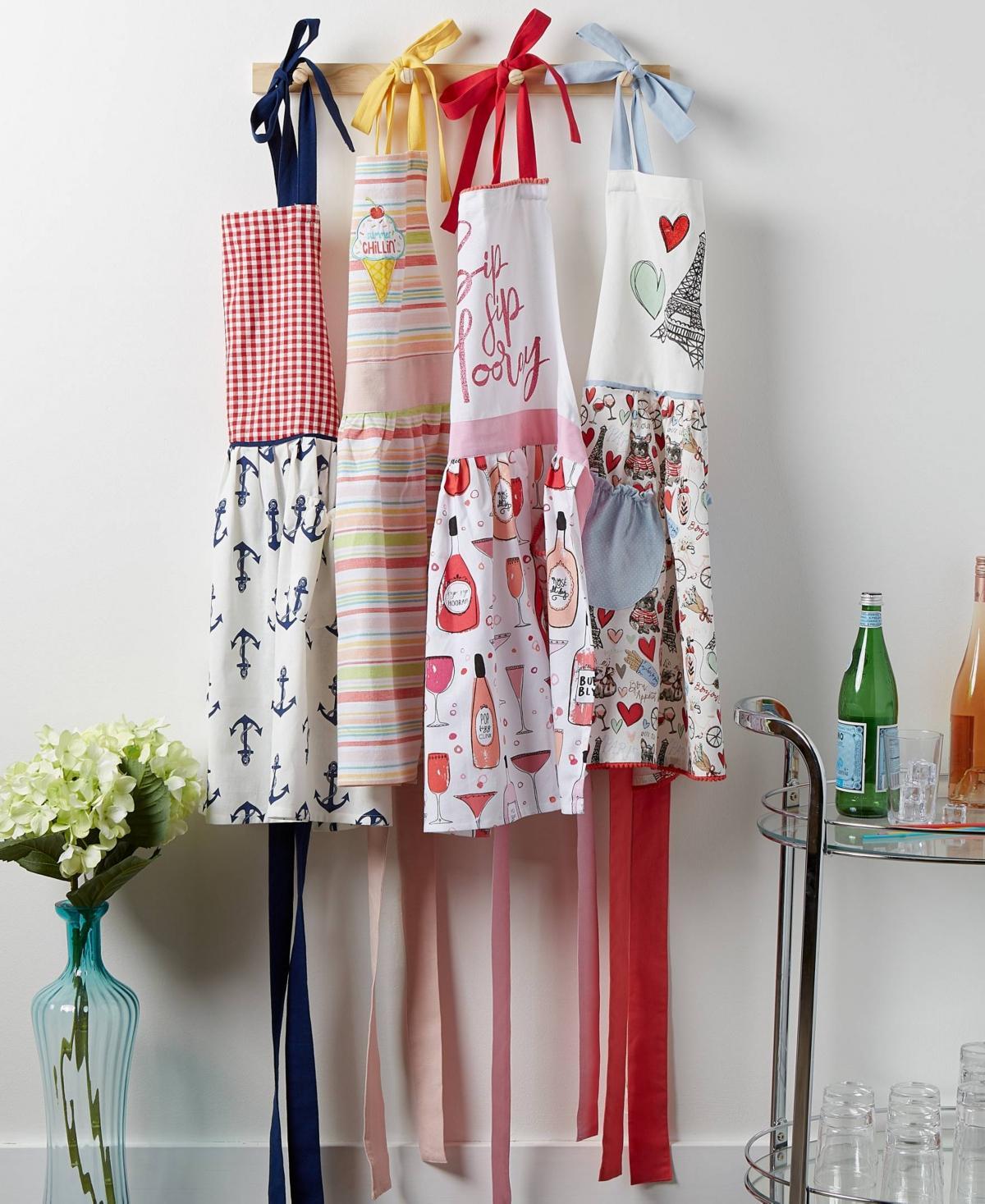 Design Imports Womens Spring Summer Apron Collection Adjustable, Two Large Pockets Extra Long Ties, One Size Fits Most, Sip Sip Hooray - Sip Sip Hoor Product Image