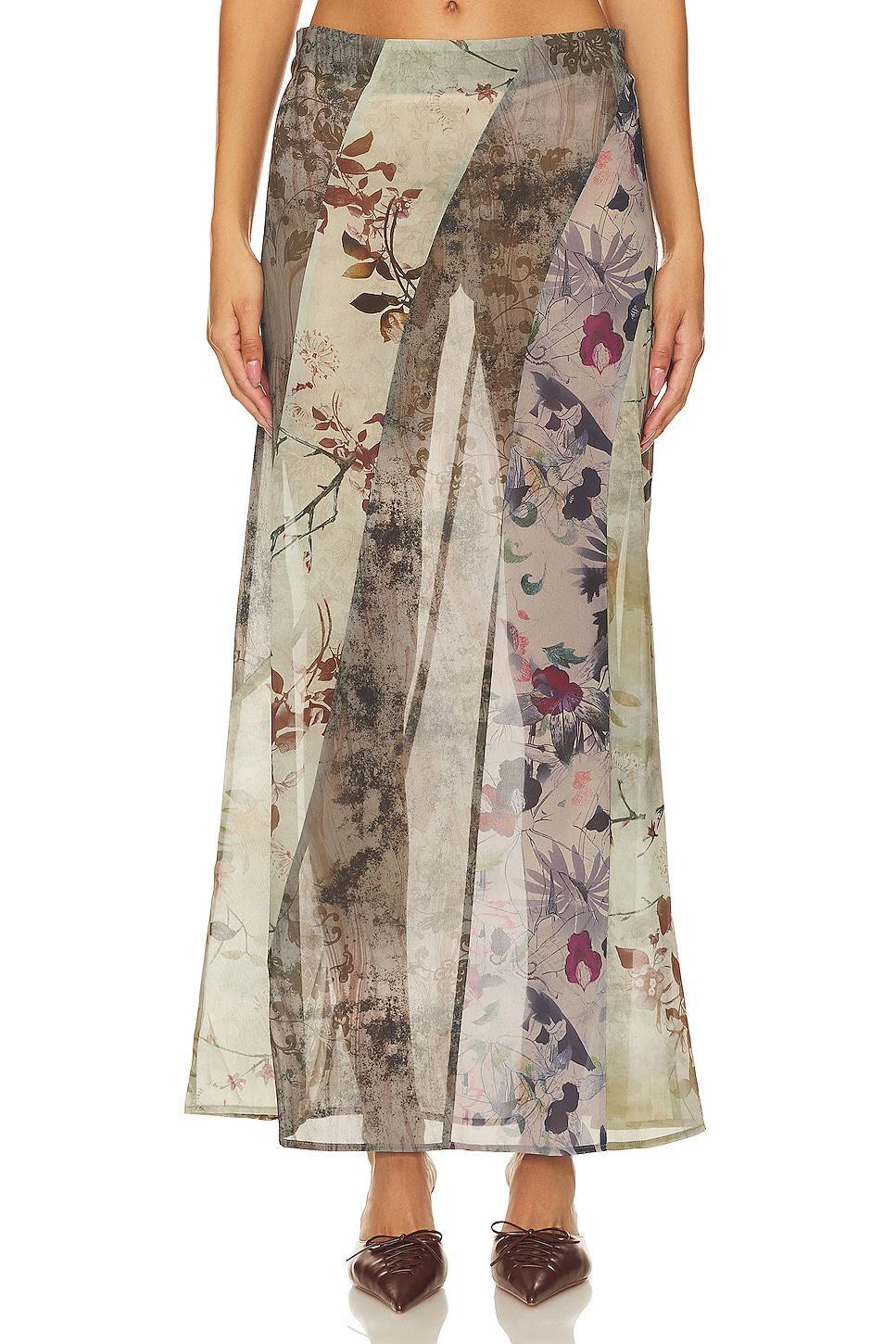 Panelled Print Maxi Skirt Product Image