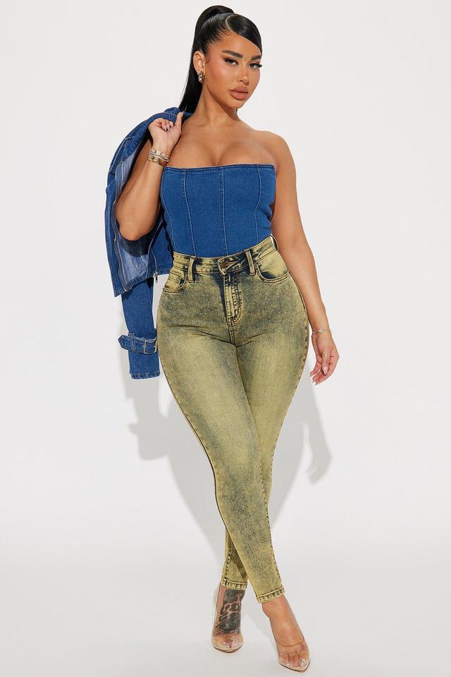 It's Giving High Stretch Curvy Skinny Jeans - Yellow Product Image