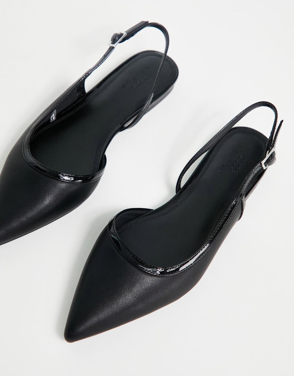 ASOS DESIGN Lane slingback ballet flats in black  Product Image