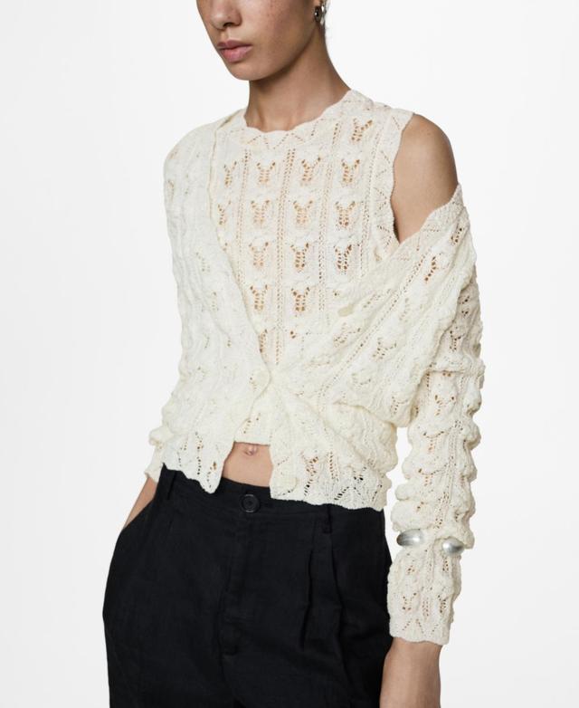 Mango Womens Crochet Knit Cardigan Product Image