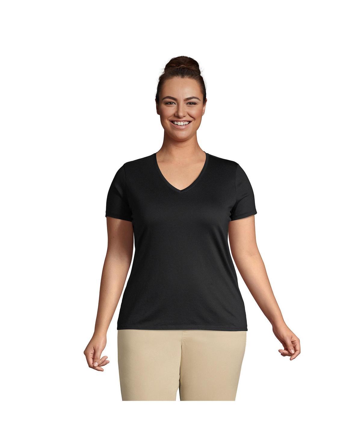 Plus Size Lands End Relaxed-Fit Supima Cotton V-Neck Tee, Womens Product Image