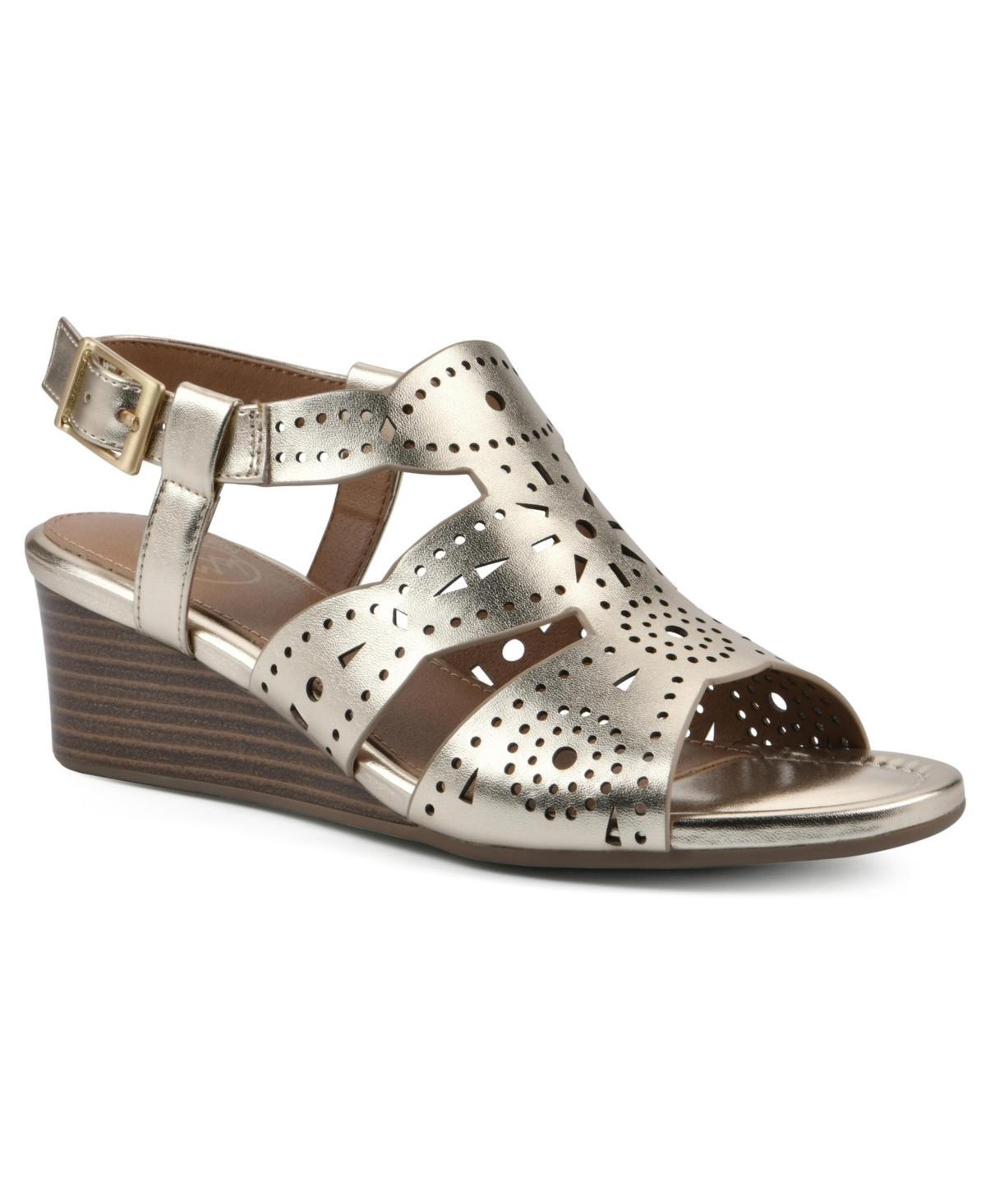 White Mountain Womens Brush Up Perforated Wedge Sandals Product Image