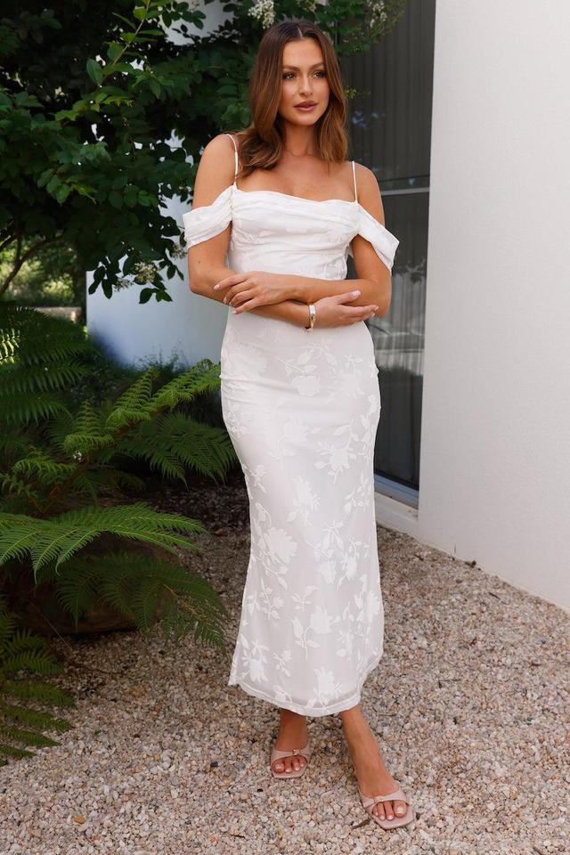 Good Fun Off Shoulder Maxi Dress White Product Image