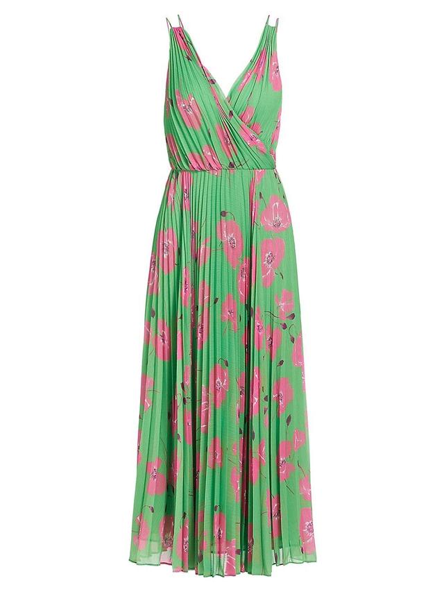 Womens Mina Floral Pleated Surplice Midi Dress Product Image