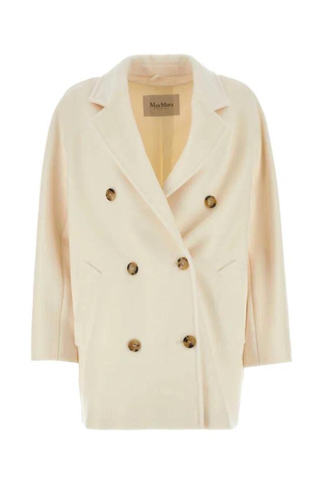 Woman Ivory Wool Blend Rebus Coat In White Product Image