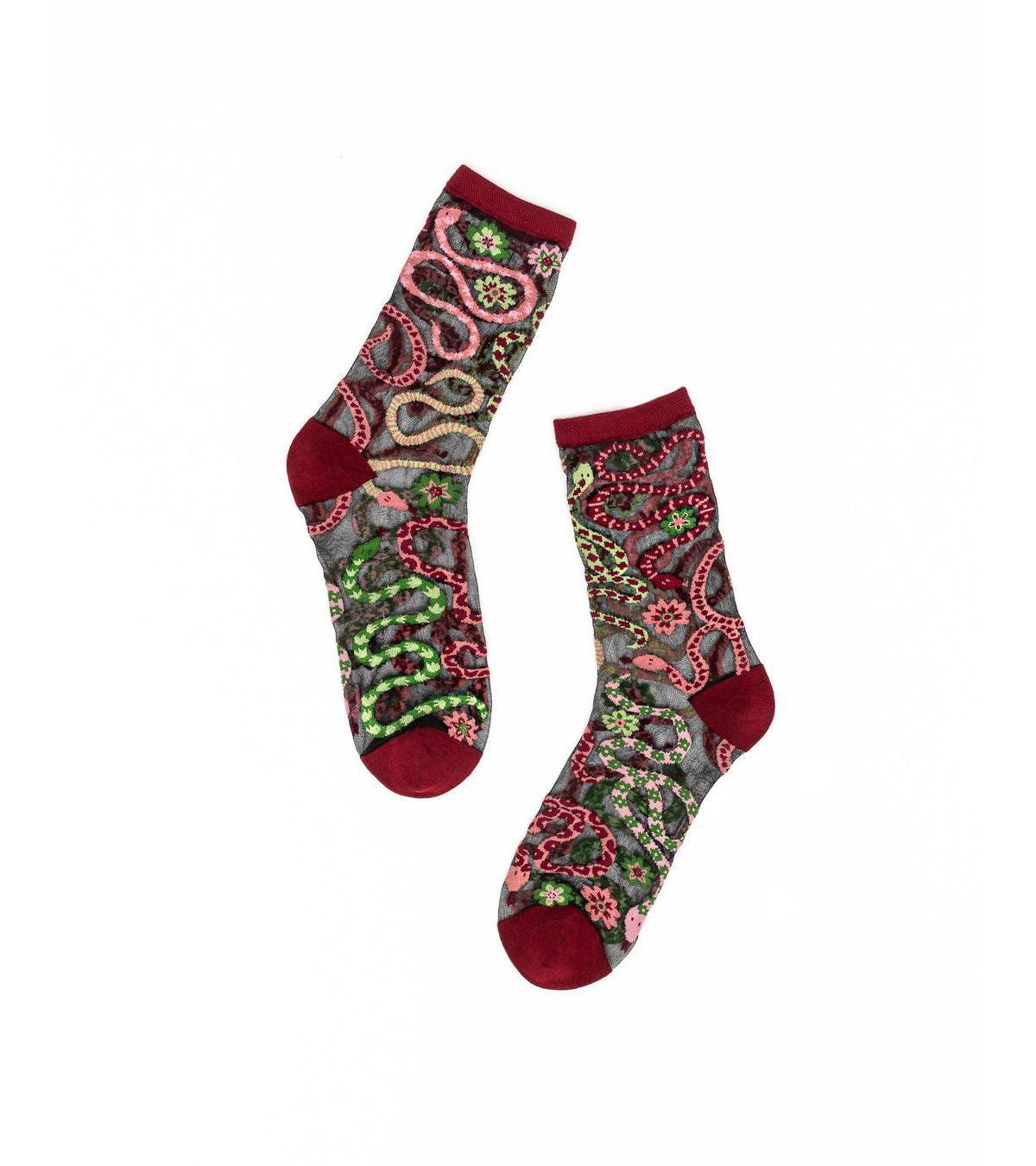 Sock Candy Womens Serpentine Floral Black Sheer Sock Product Image