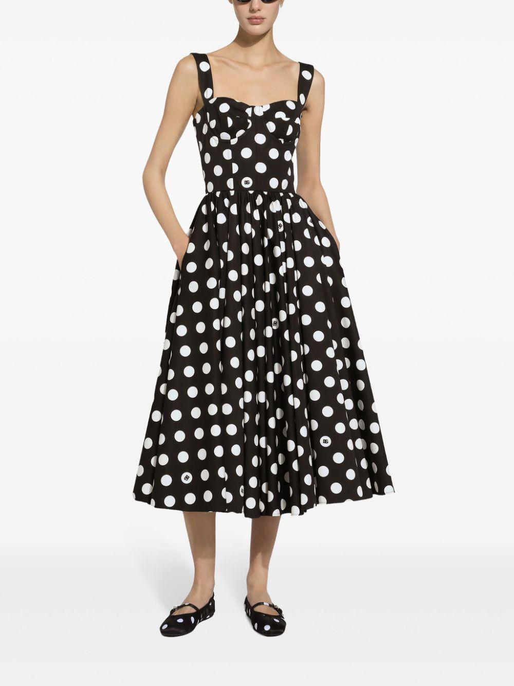 polka-dot corset midi dress Product Image