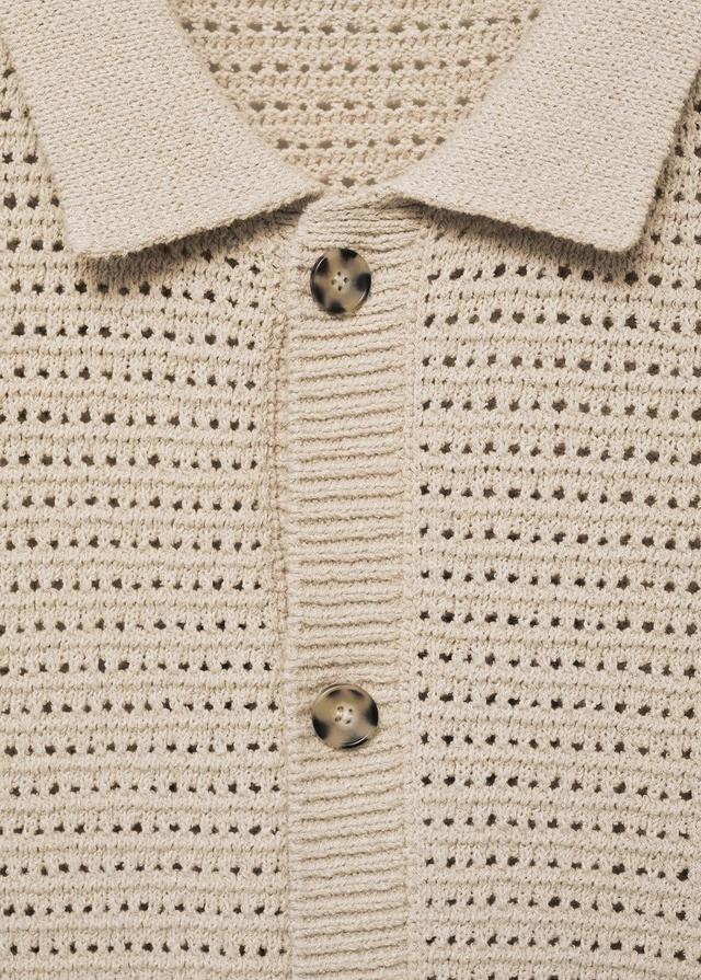 MANGO MAN - Openwork knit polo with buttons beigeMen Product Image