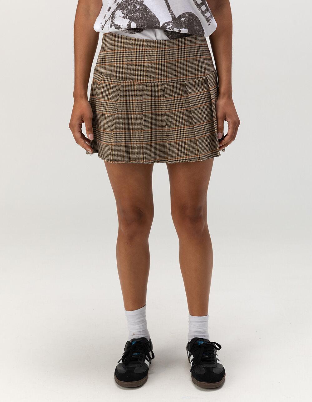 RSQ Womens Mid Rise Plaid Pleated Skirt Product Image