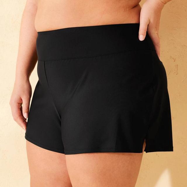 Womens Mid-Rise Swim Boyshorts - Shade & Shore Black Product Image