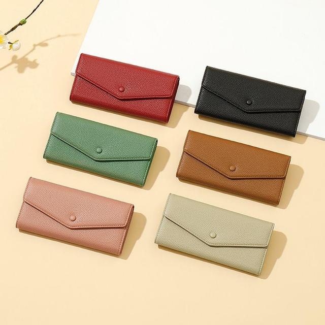 Plain Faux Leather Long Wallet Product Image