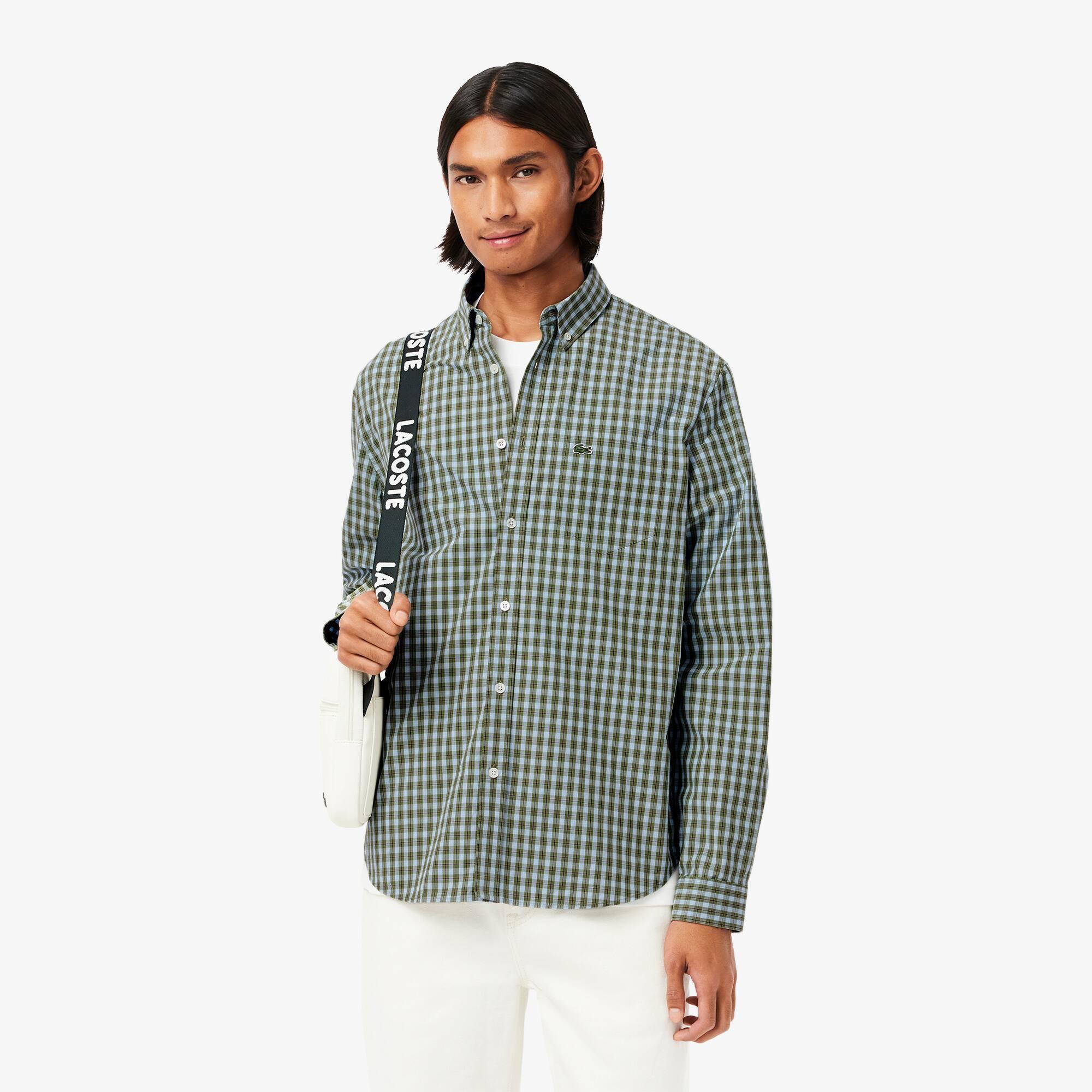 Men's Regular Fit Plaid Poplin Shirt Product Image