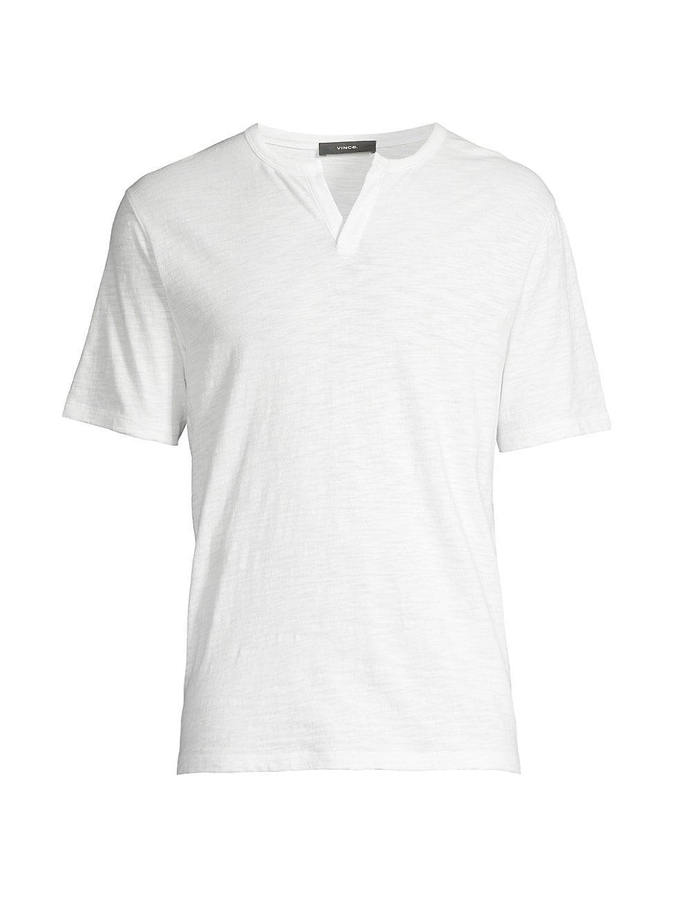 Mens Slub Split Neck Short-Sleeve T-Shirt Product Image