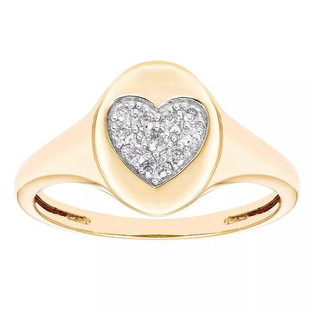 Boston Bay Diamonds 14k Gold Over Sterling Silver 1/8 Carat T.W. Diamond Signet Heart Ring, Womens, Gold Tone Product Image