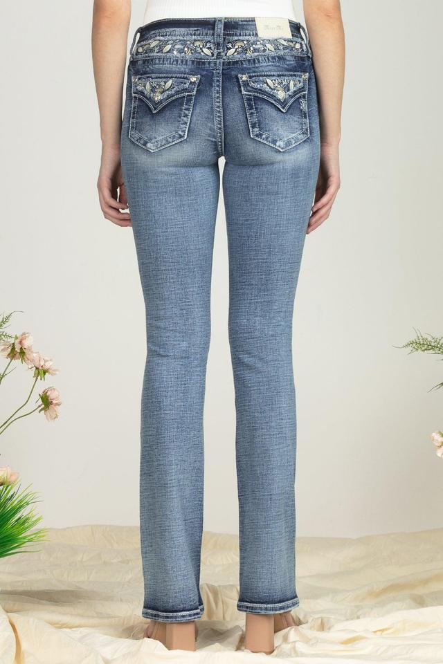 Bordered Leaves Bootcut Denim Product Image